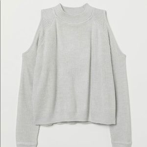 cute h&m gray open shoulder sweater